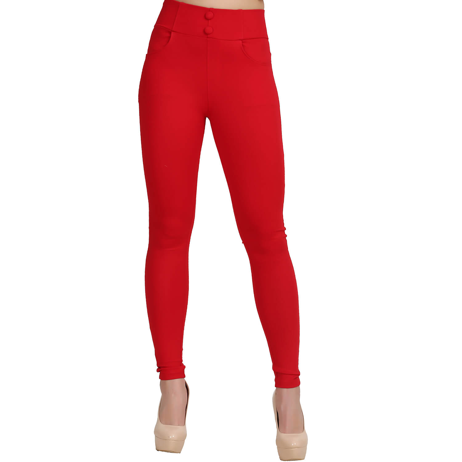 Ladies Casual High Rise Red Jegging – ZX3